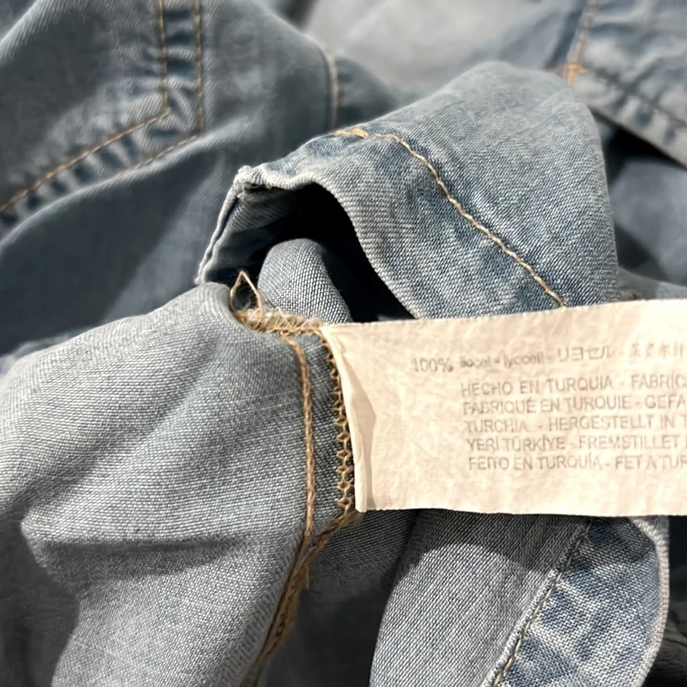 Zara Crop Flowy Denim Shirt